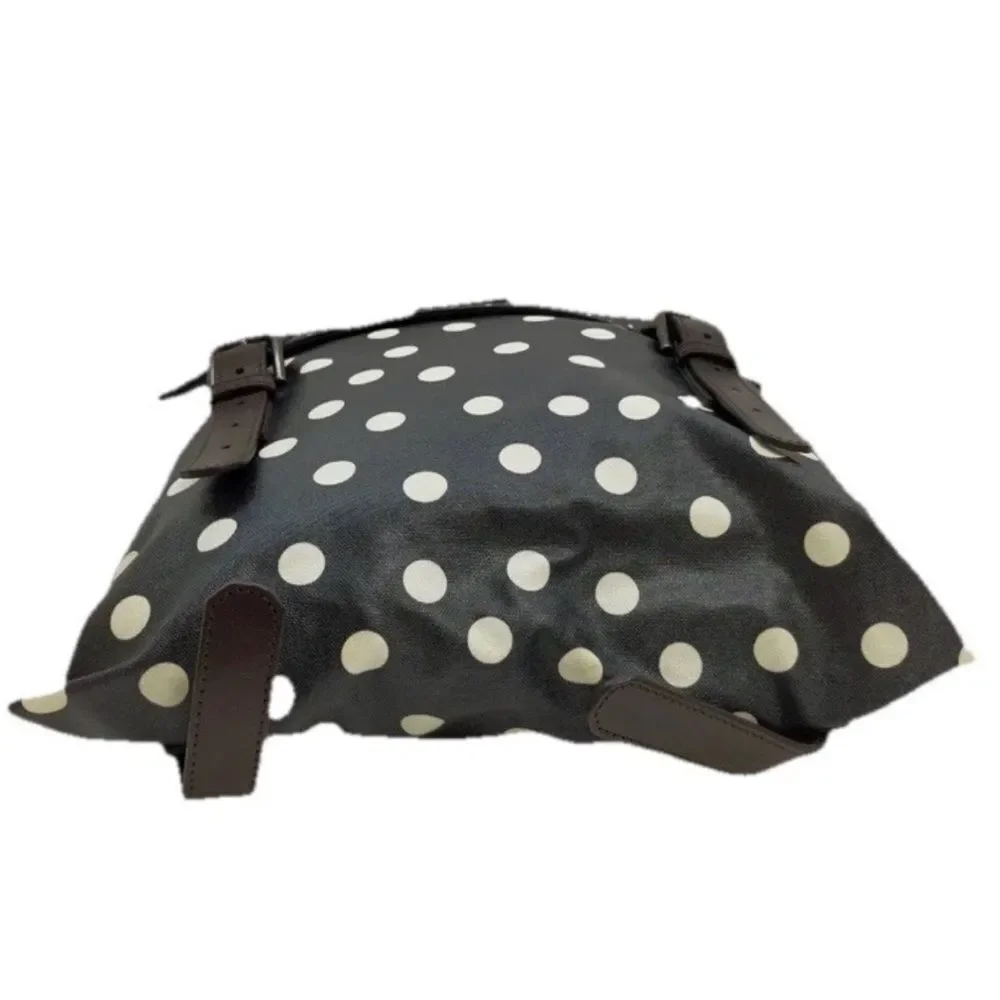 NWT Dolce & Gabbana Black & White Polka Dot Brown Leather Trim Backpack Napsack